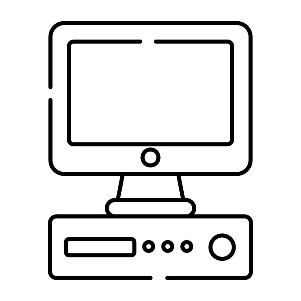 A linear design icon of computer vector