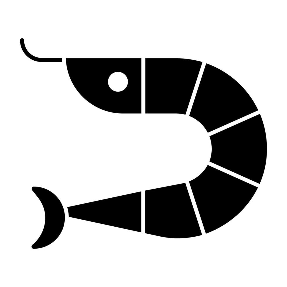A delicious seafood icon, solid design of shrimp vector