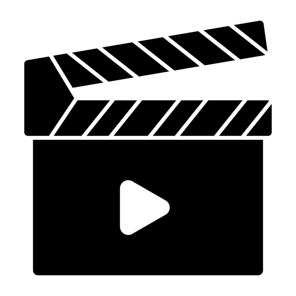 A solid design icon of clapperboard vector