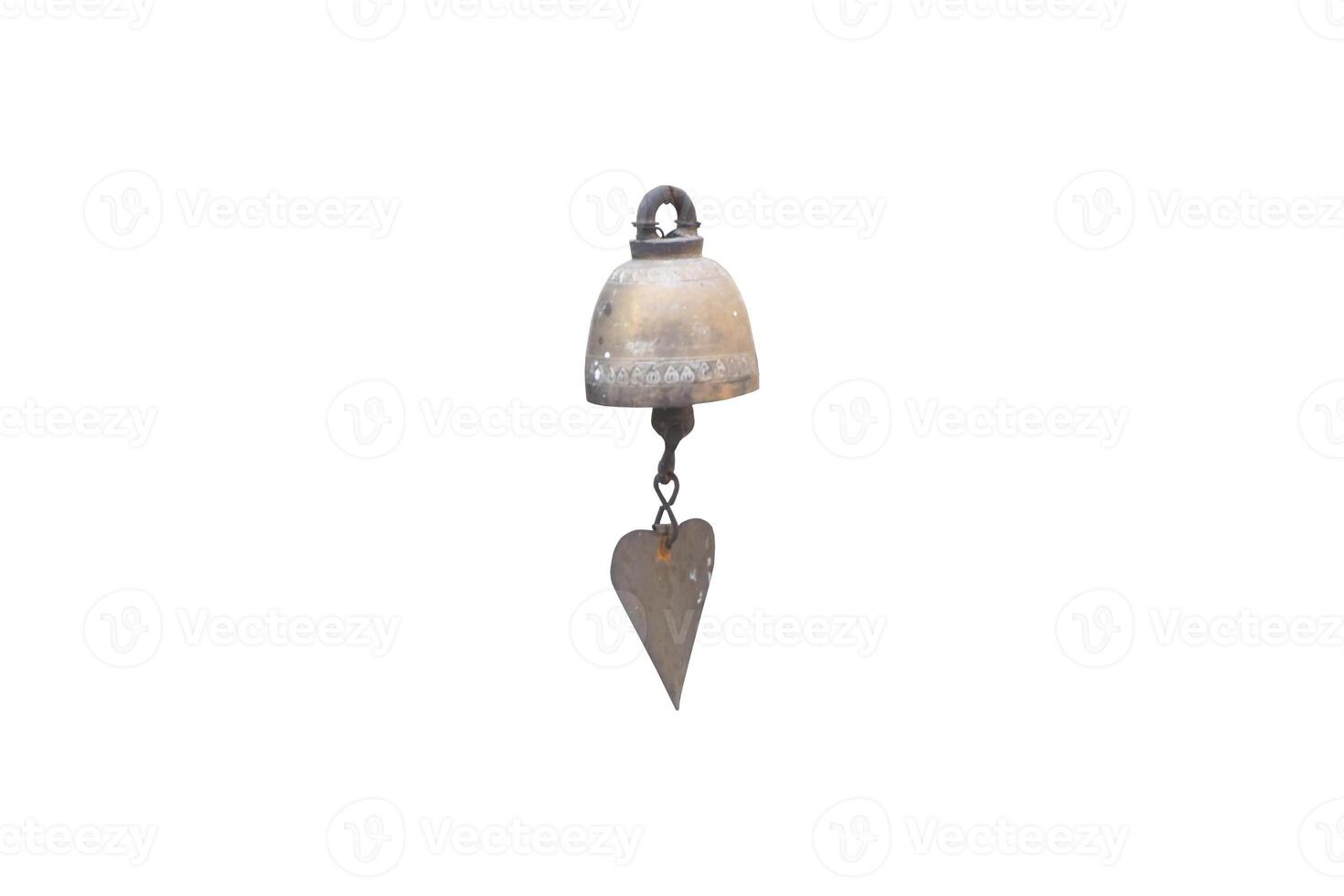 Golden Christmas bells hanging as decoration, isolated and shiny, embodying the spirit of Christmas photo