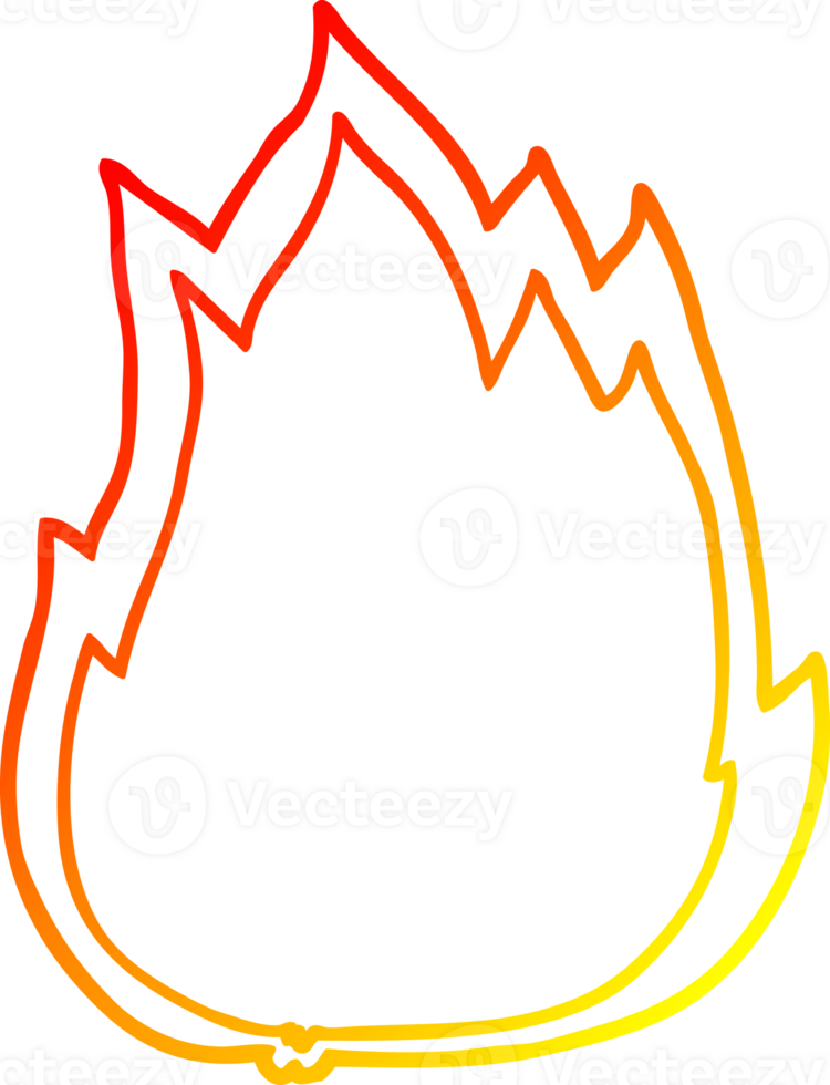 warm gradient line drawing of a cartoon fire png