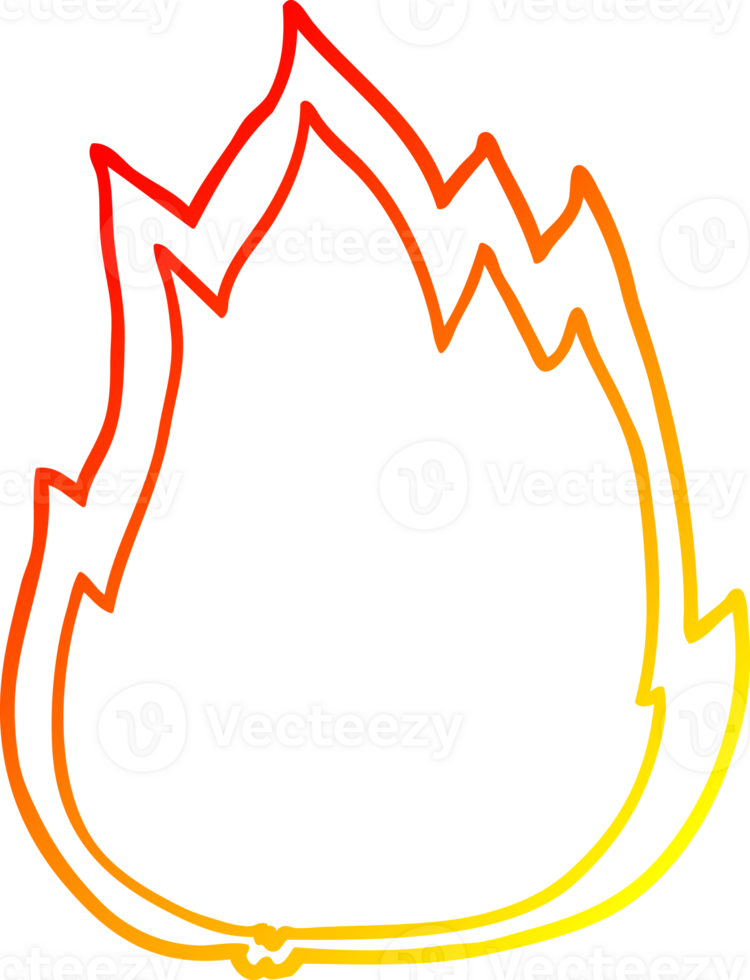 caloroso gradiente linha desenhando do uma desenho animado fogo png