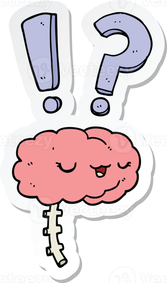 sticker of a cartoon curious brain png