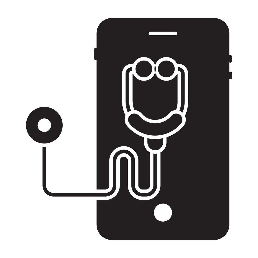 Mobile checkup icon in solid design vector
