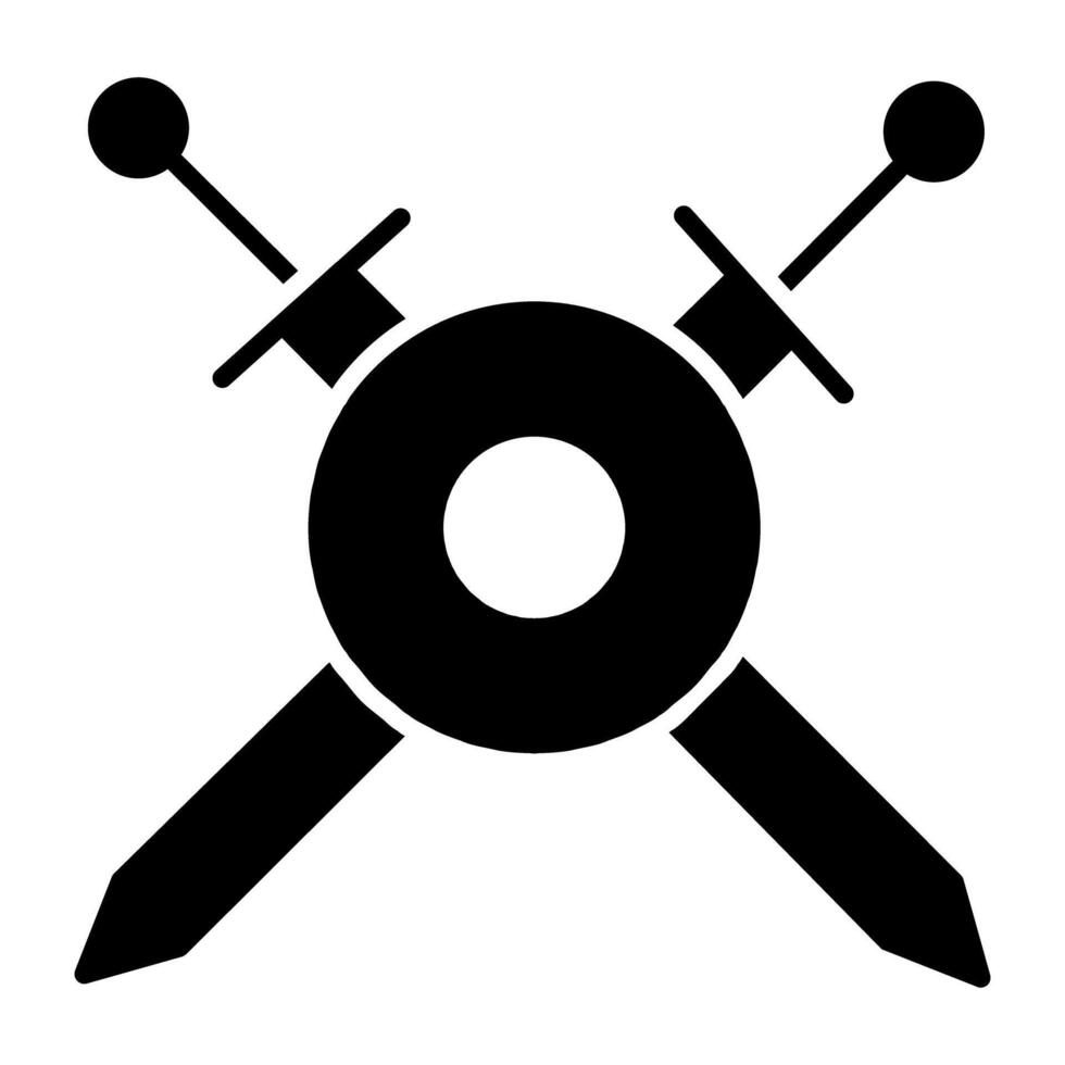 A solid design, icon of cross swords vector