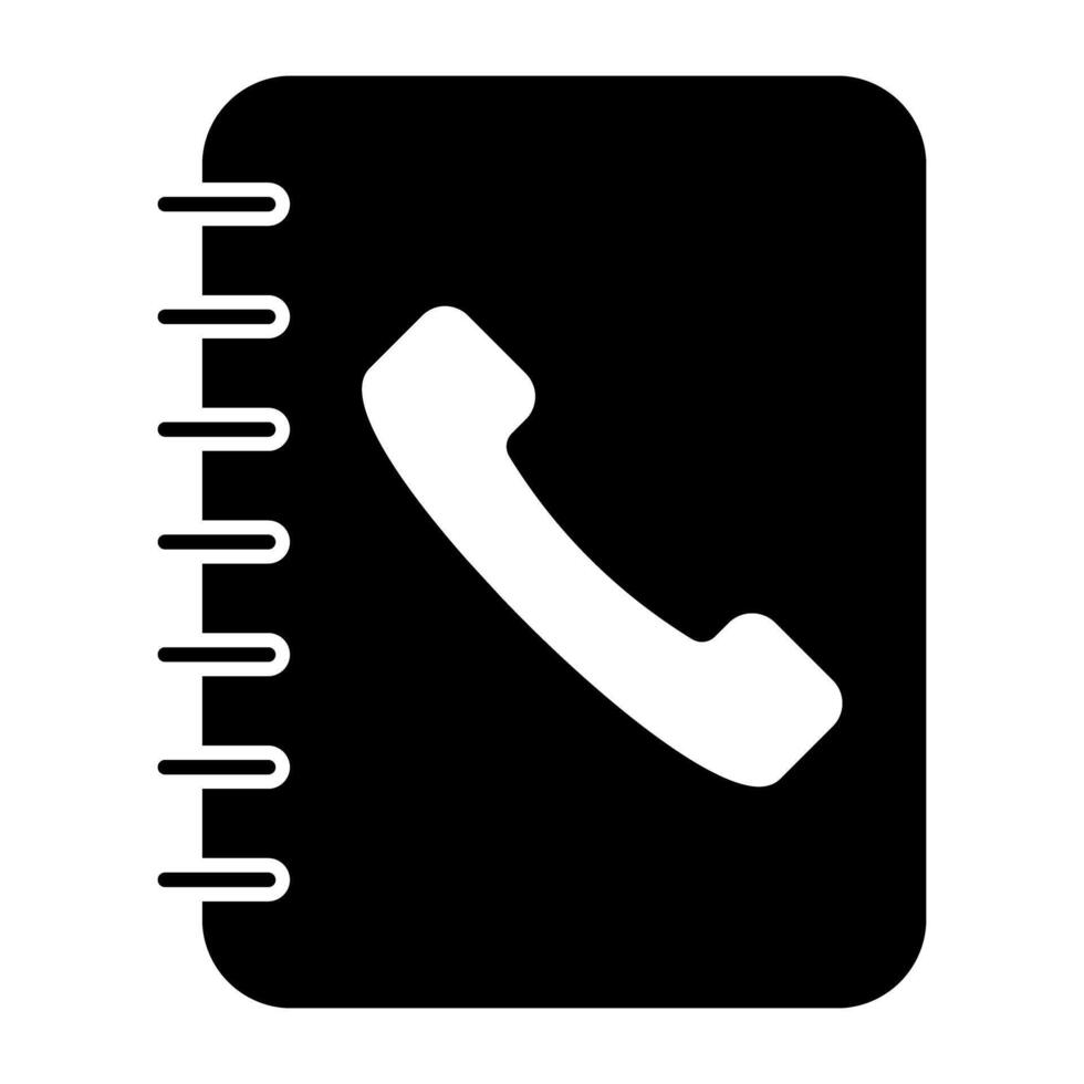 A solid design icon of contact book vector