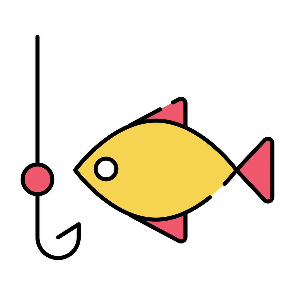 A sea animal icon in flat design, fish rod vector