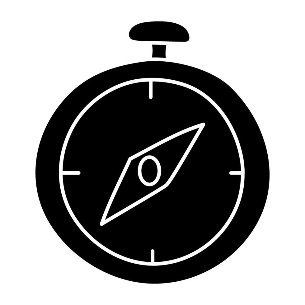 A solid design icon of compass vector