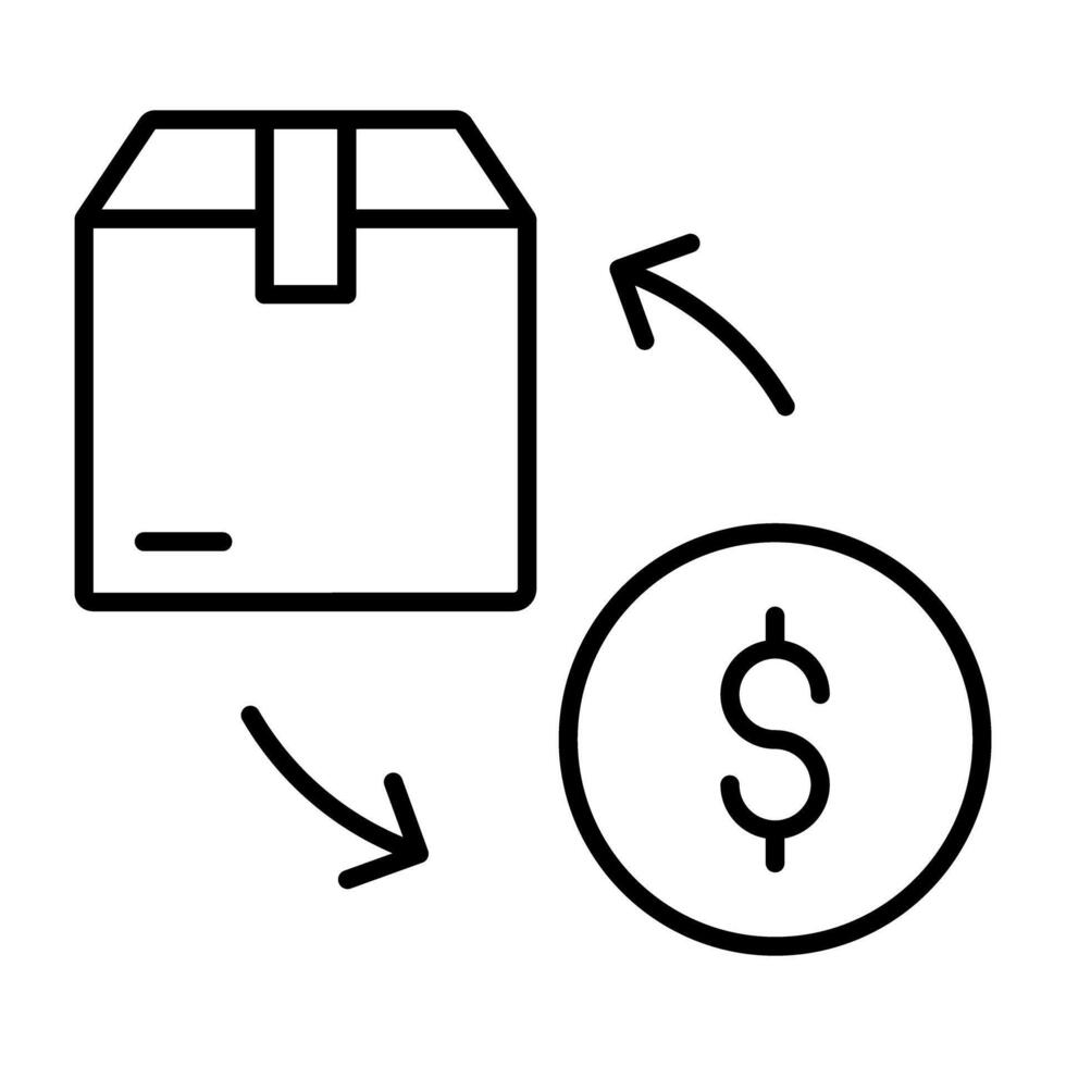 Package with dollar symbolising concept of cash on delivery vector