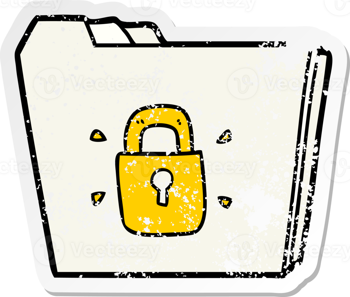 distressed sticker of a cartoon locked files png
