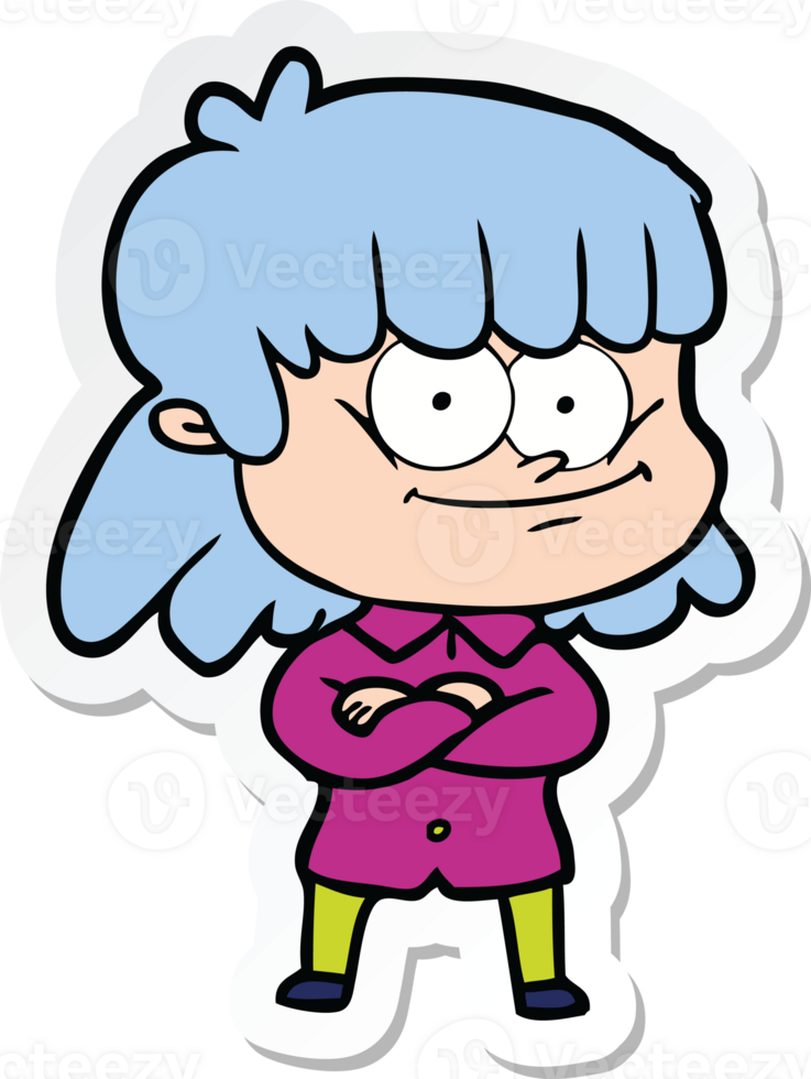 sticker of a cartoon smiling woman png