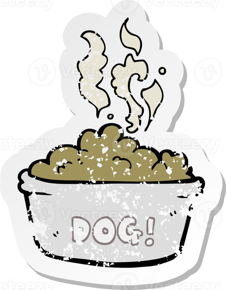 retro distressed sticker of a cartoon dog food png