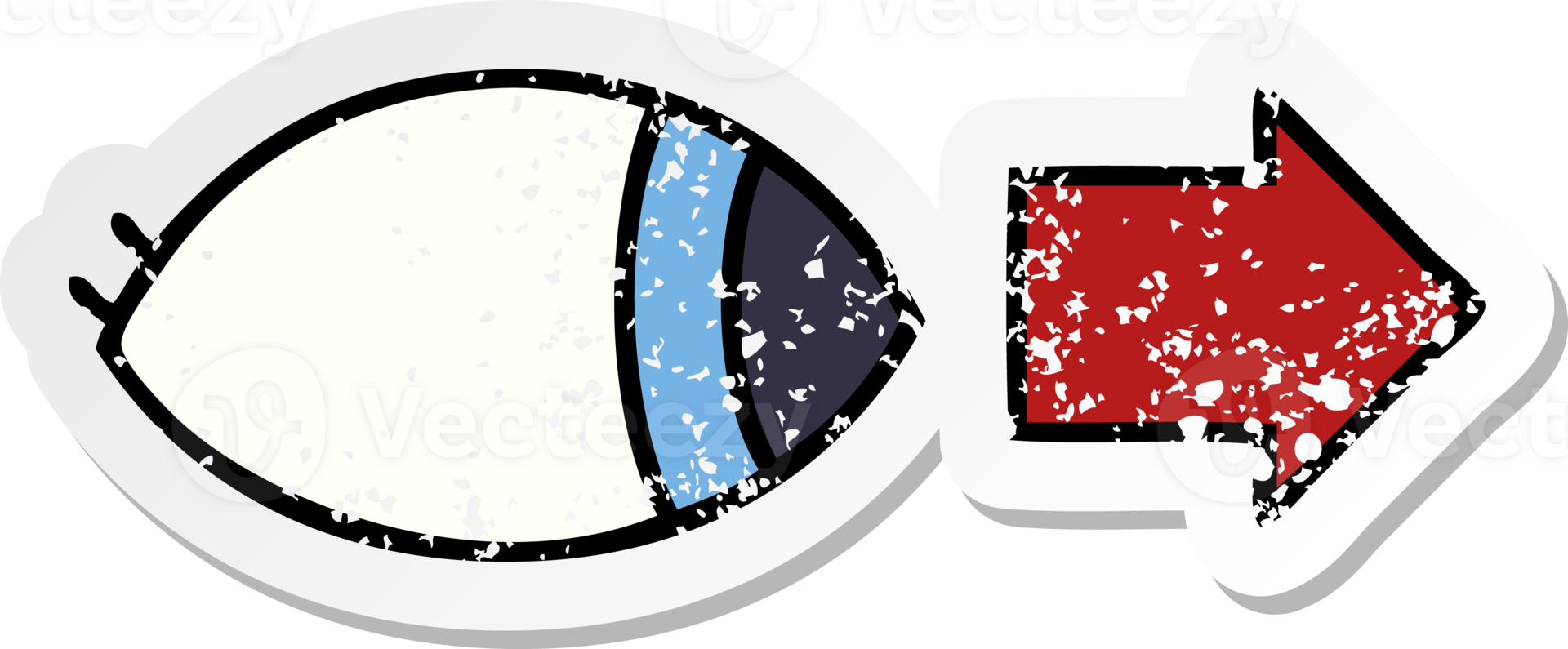 distressed sticker of a cute cartoon eye looking to one side png