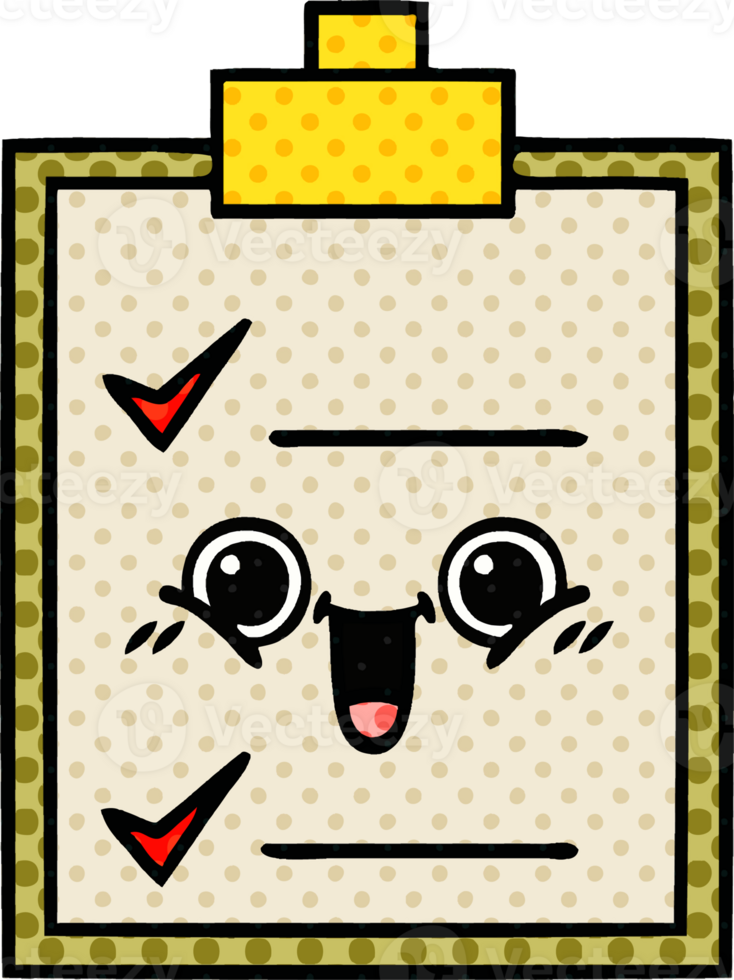 comic book style cartoon of a check list png
