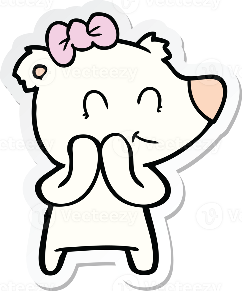 sticker of a shy female polar bear cartoon png