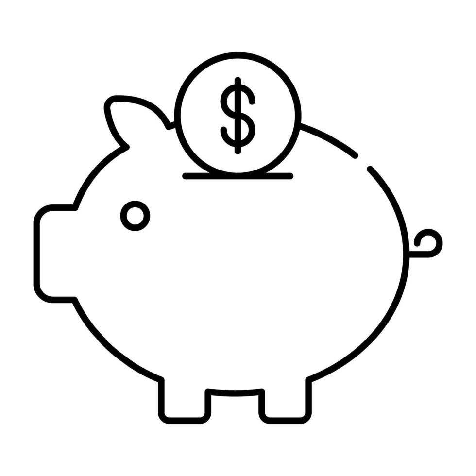 Dollar with penny showcasing piggy bank savings icon vector