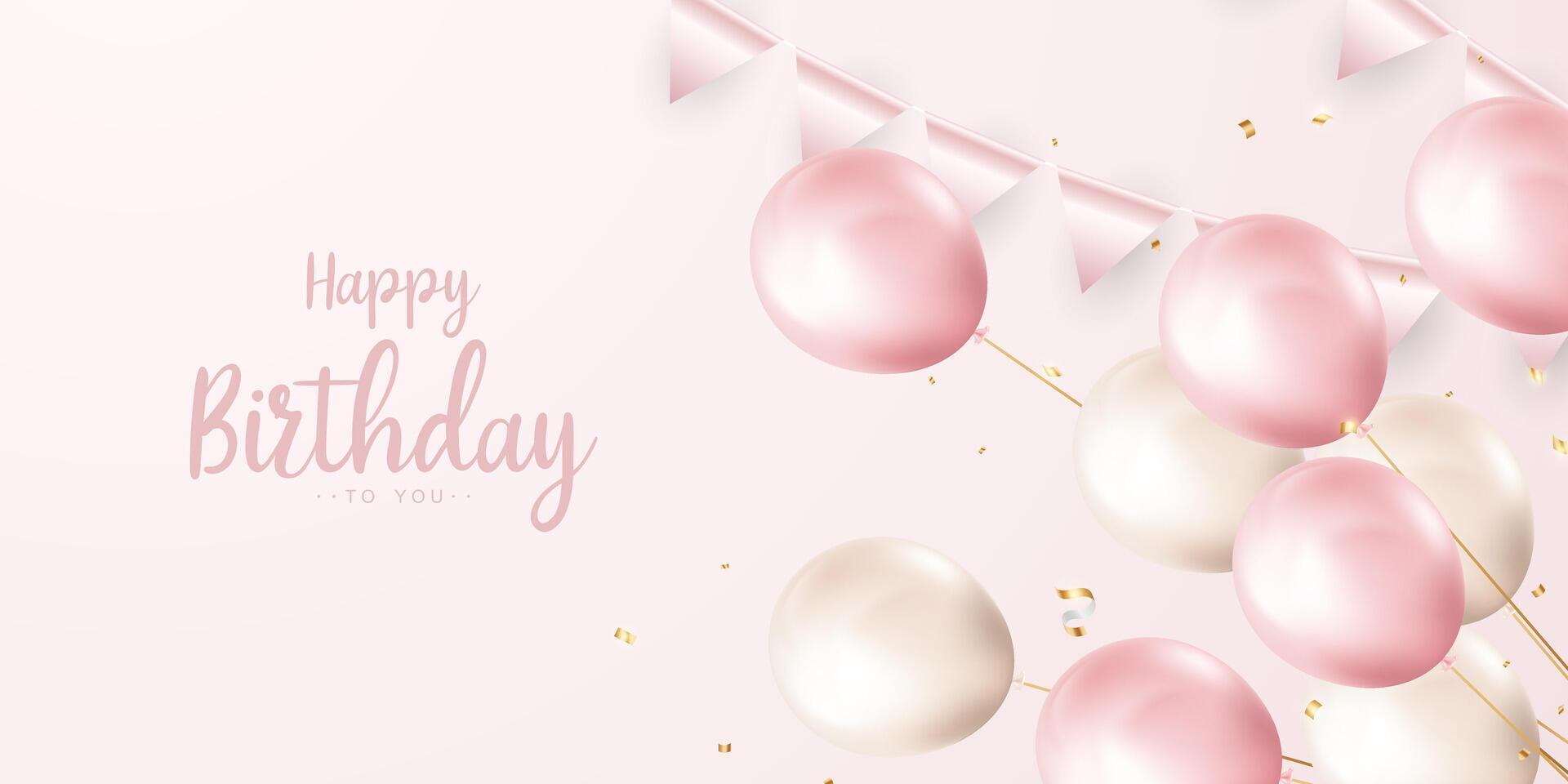 The background celebrates your birthday decorated with beautiful balloons. vector illustration