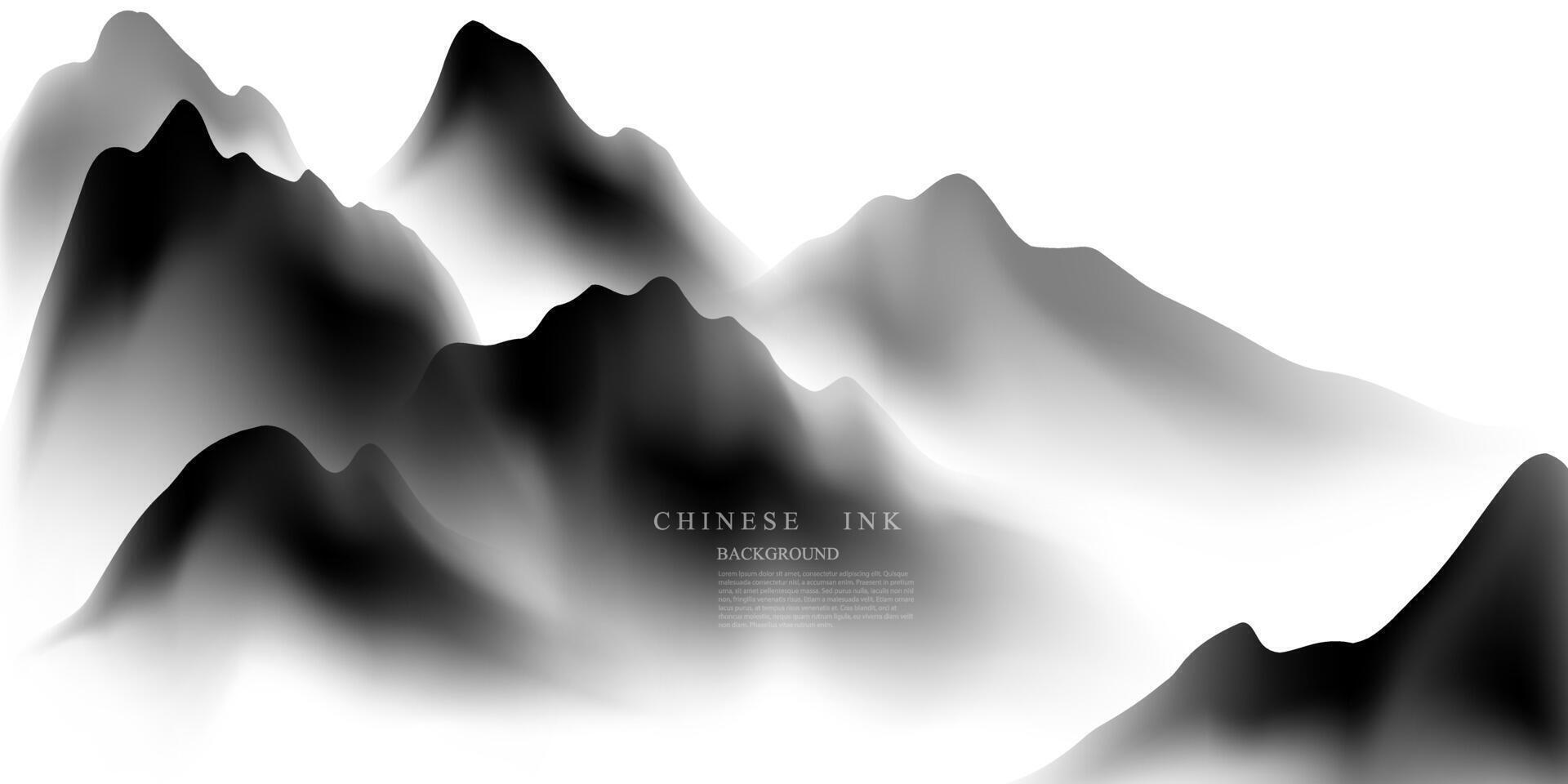 Modern design vector illustration of beautiful Chinese ink landscape painting.