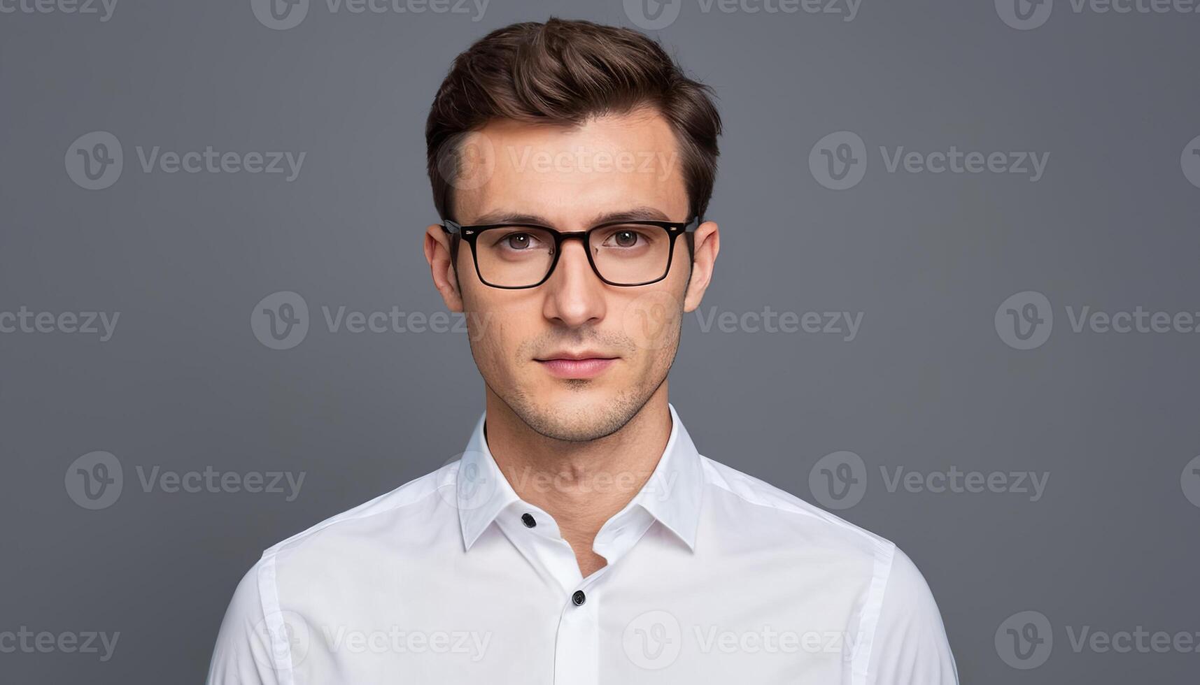 AI generated Studio Portrait of a Serious Young Programmer photo