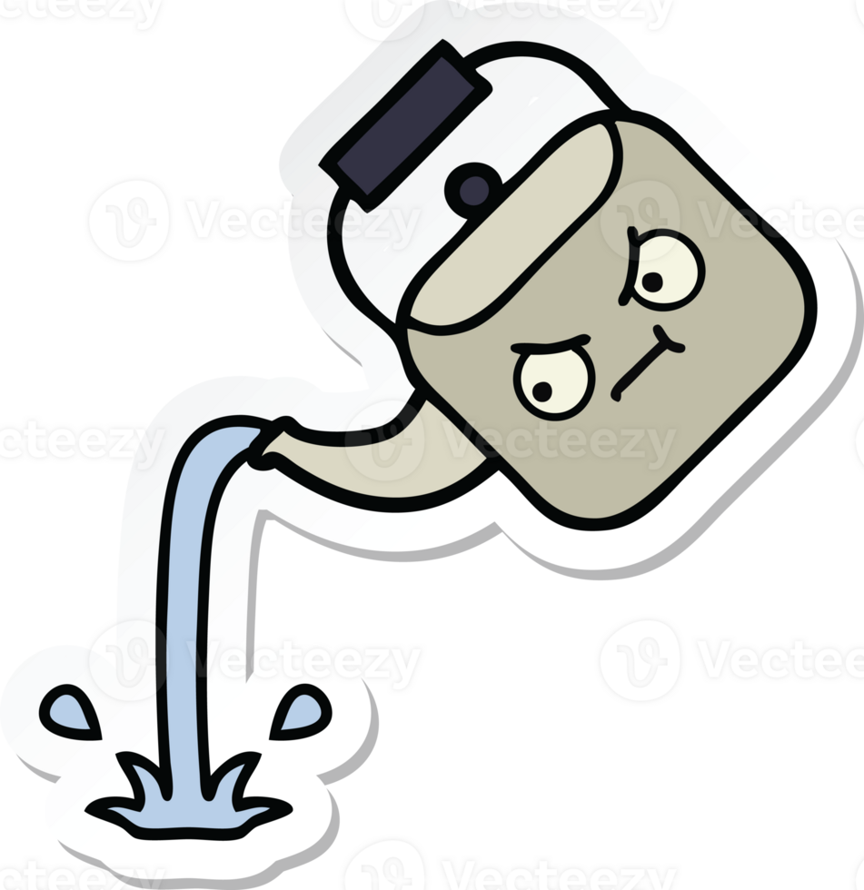 sticker of a cute cartoon pouring kettle png