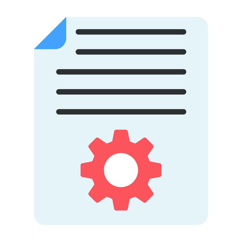 Gear on folded paper, concept of file management icon vector