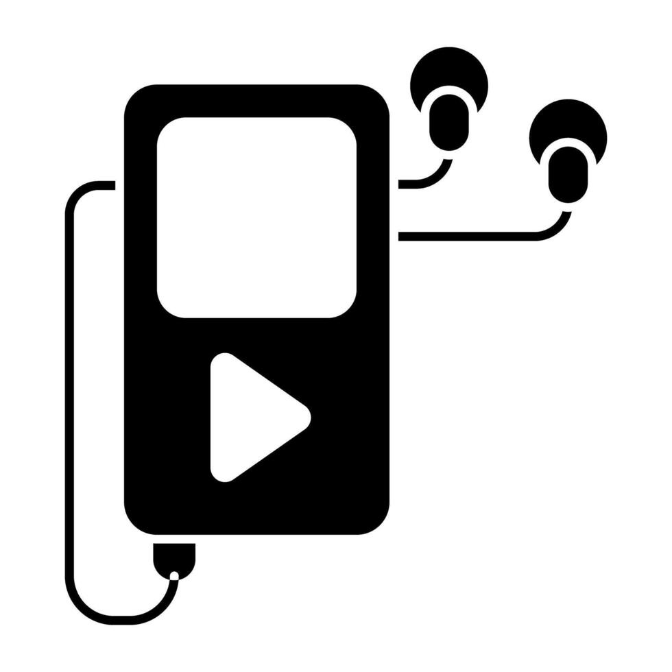 Audio music device icon, solid design of MP3 player vector