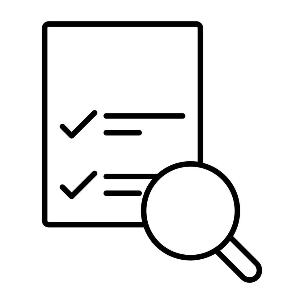 Paper under magnifying glass, concept of search list vector