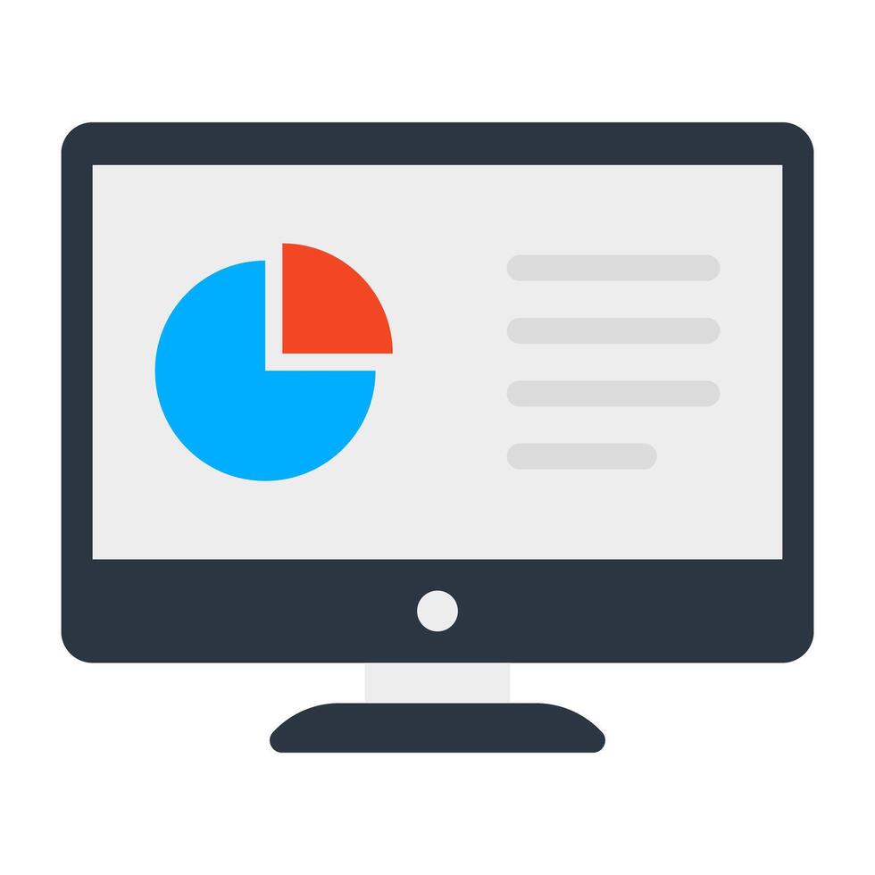 Pie chart inside monitor, icon of online data analytics vector