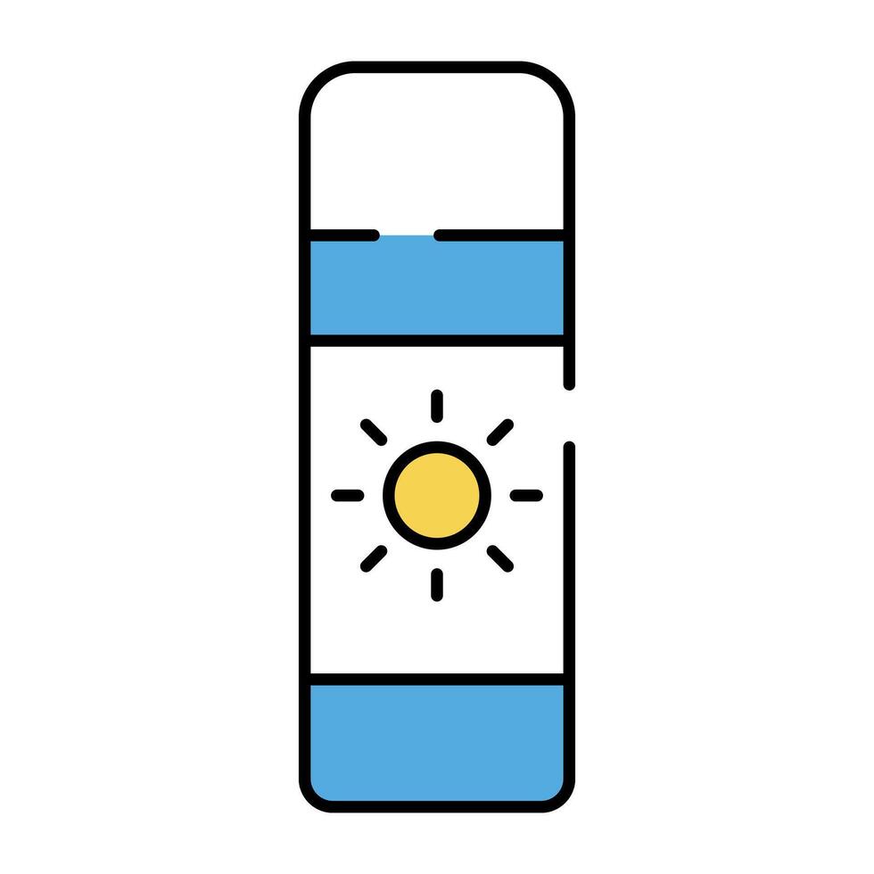 Sun on bottle denoting concept of suntan cream vector