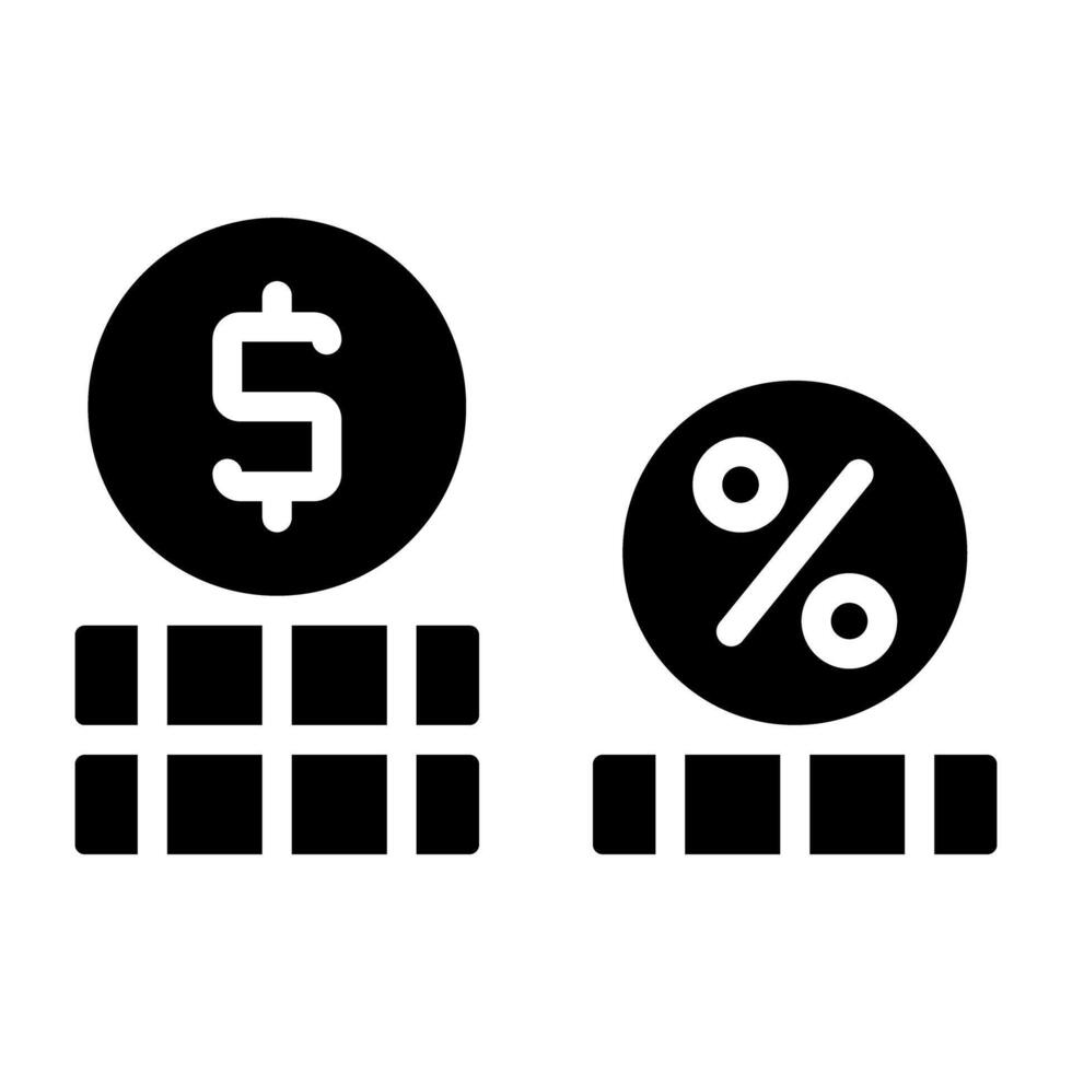 An editable design icon of dollar coins vector