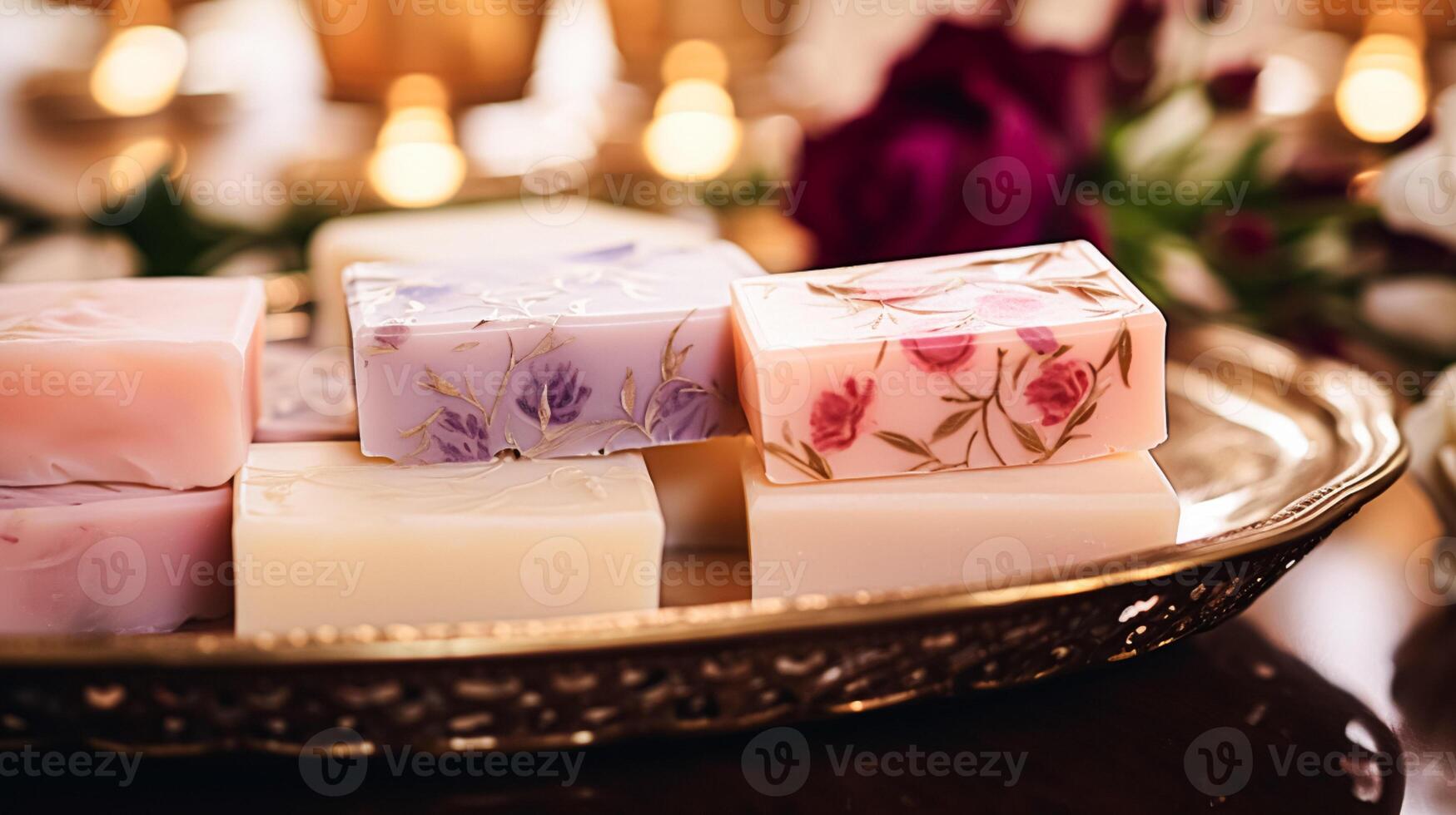 AI generated Homemade soap with floral scent photo