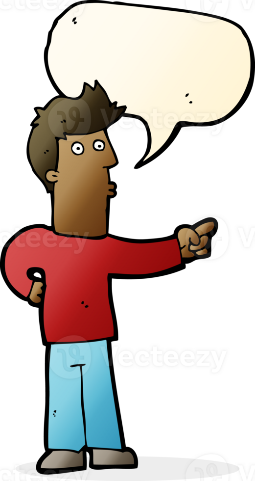 cartoon curious man pointing with speech bubble png