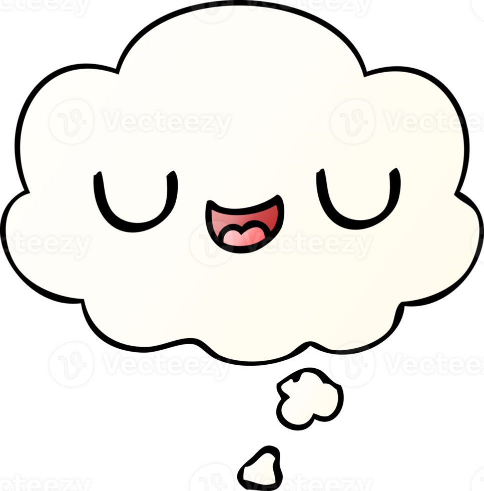 cute cartoon face with thought bubble in smooth gradient style png
