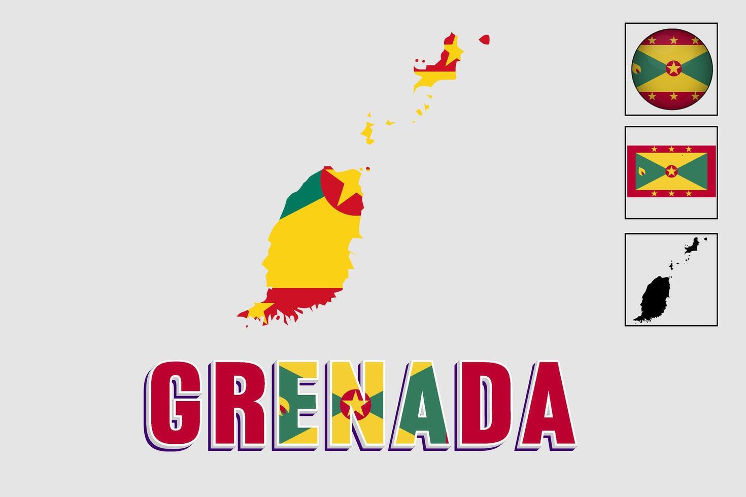 Grenada map and flag in vector illustration