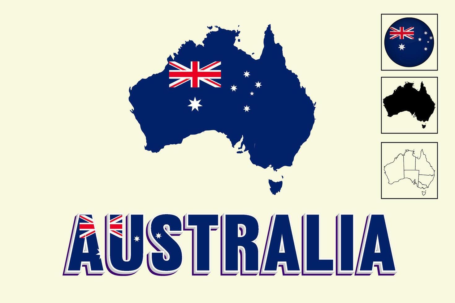 Australia map and Australia flag vector drawing