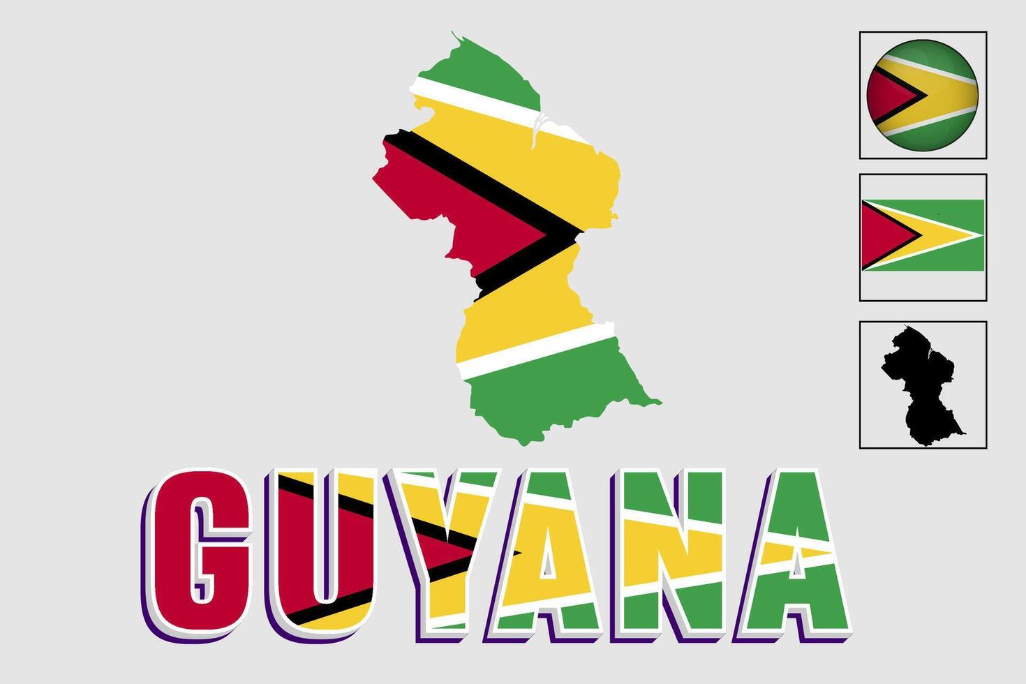 Guyana map and flag in vector illustration