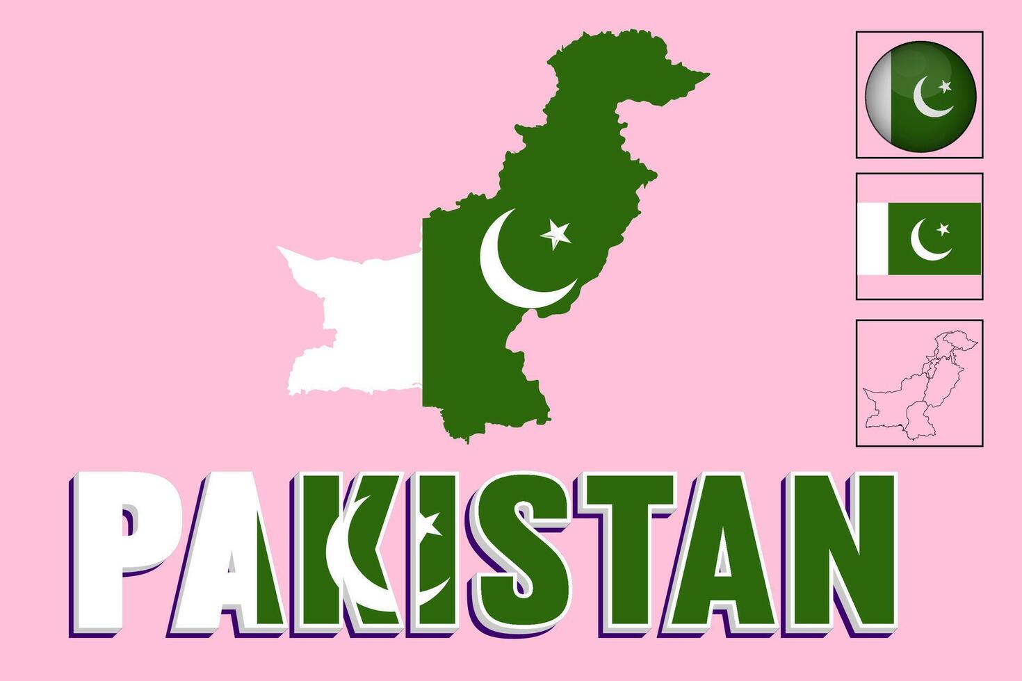 Pakistan map and Pakistan flag vector drawing