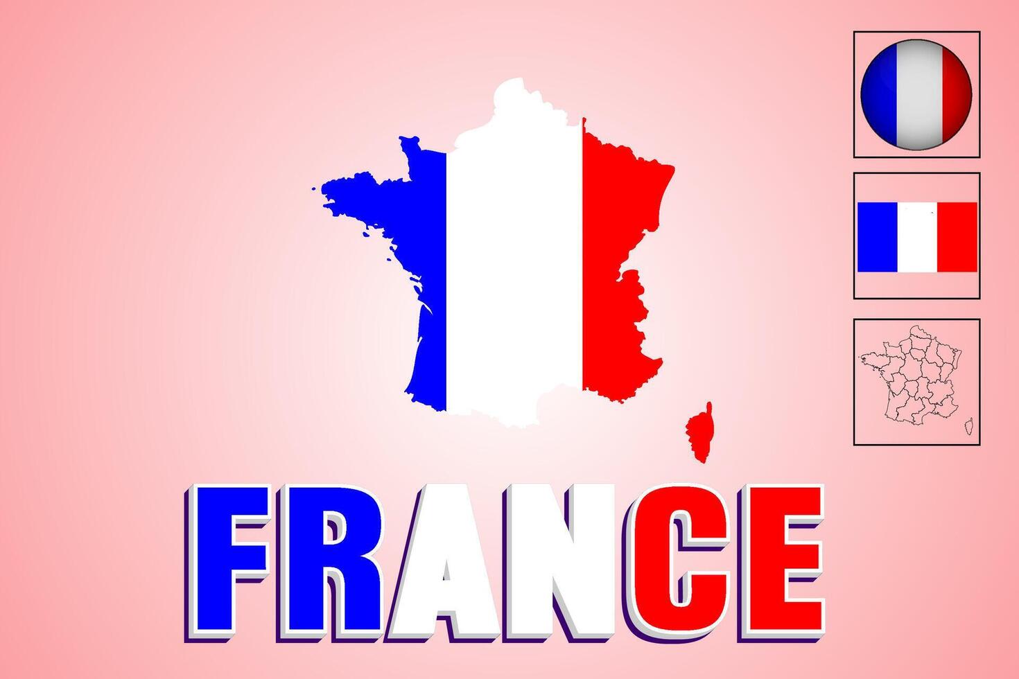 France map and France flag vector drawing