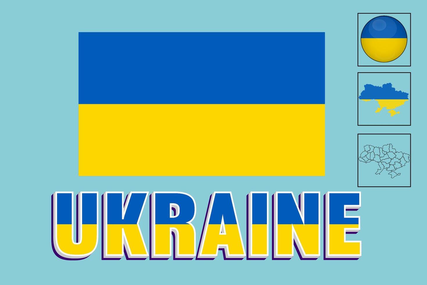 Ukraine flag and map in vector illustration