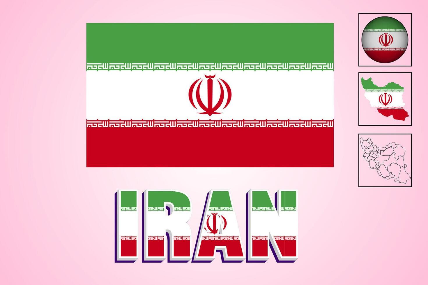 Iran flag and map in vector illustration