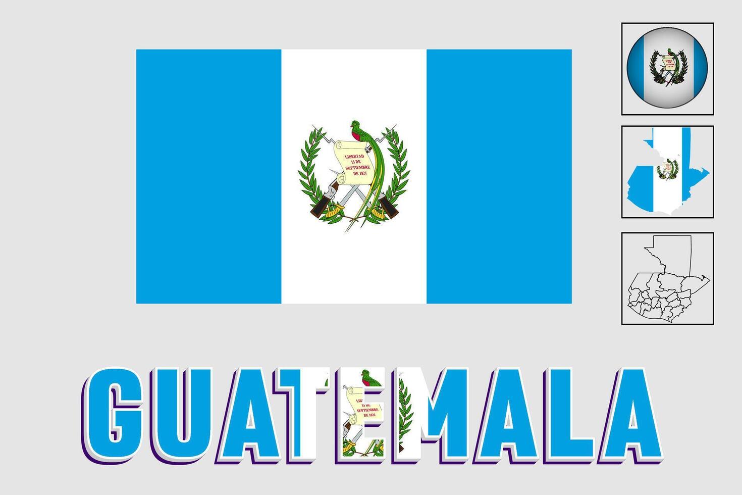 Guatemala mapa flah icono conjunto vector