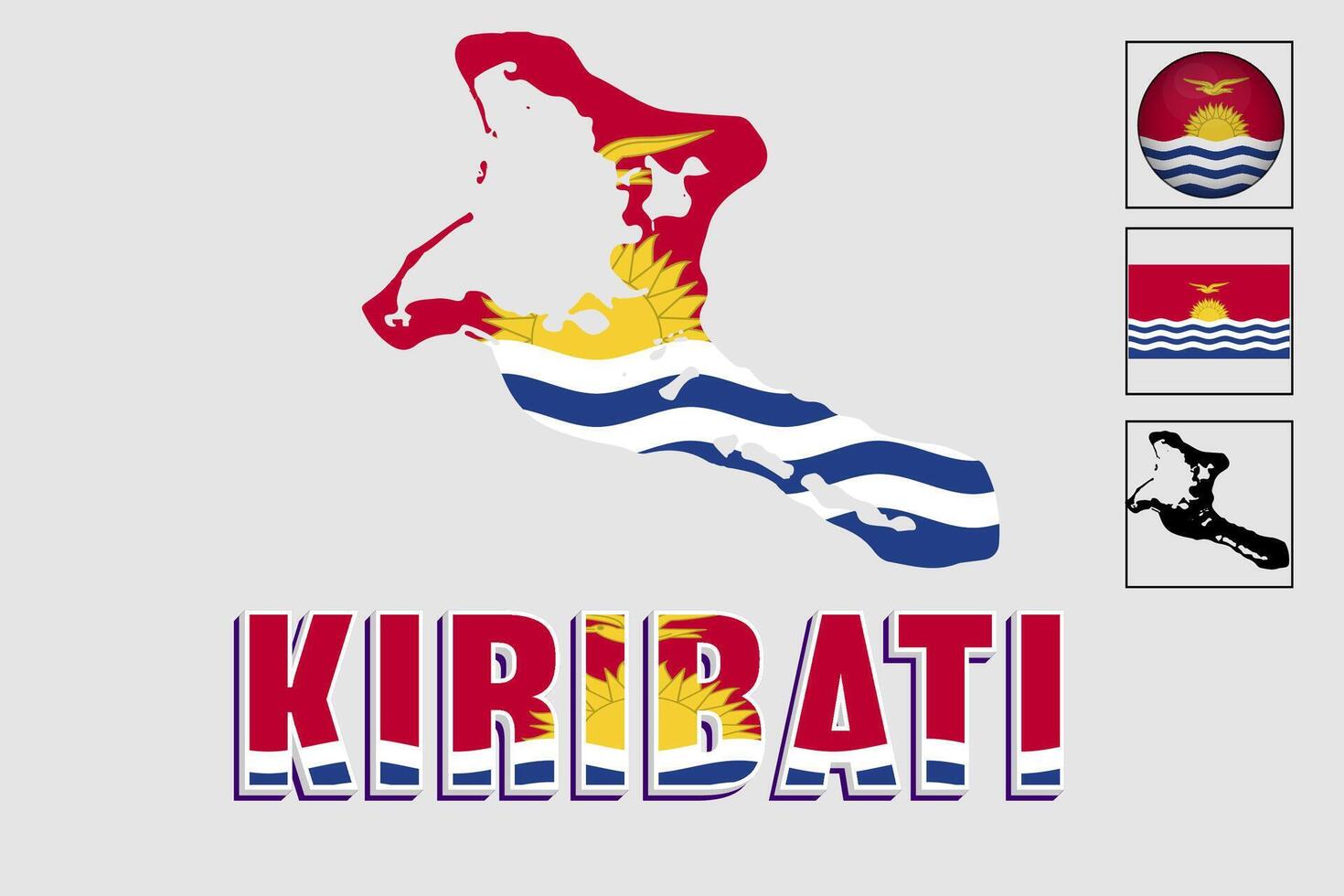 Kiribati map and flag in vector illustration