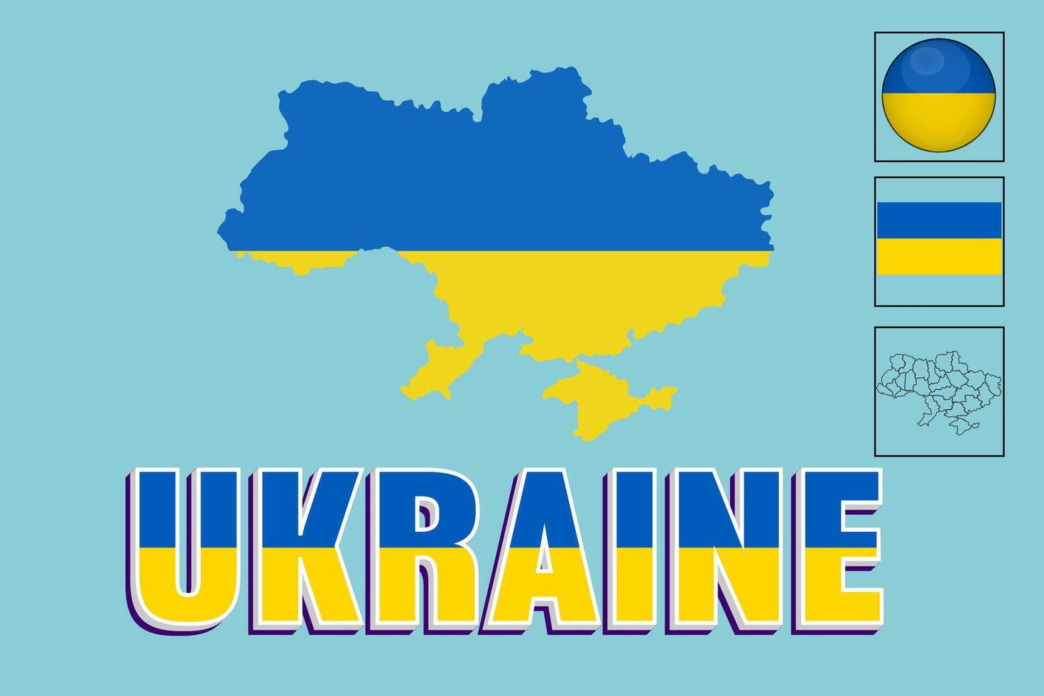 Ukraine flag and map in vector illustration