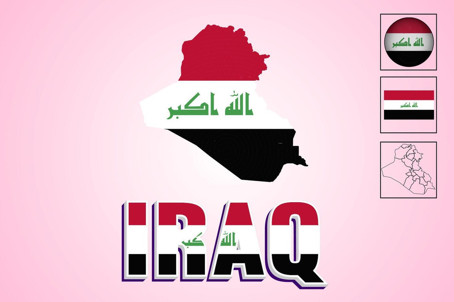 Iraqi flag and map created in vector