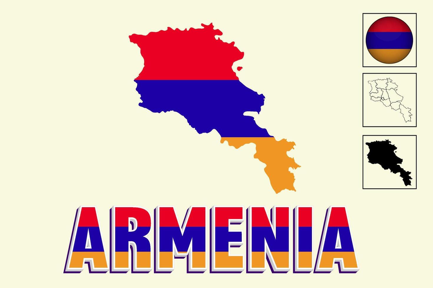 Armenia map and Armenia flag vector drawing
