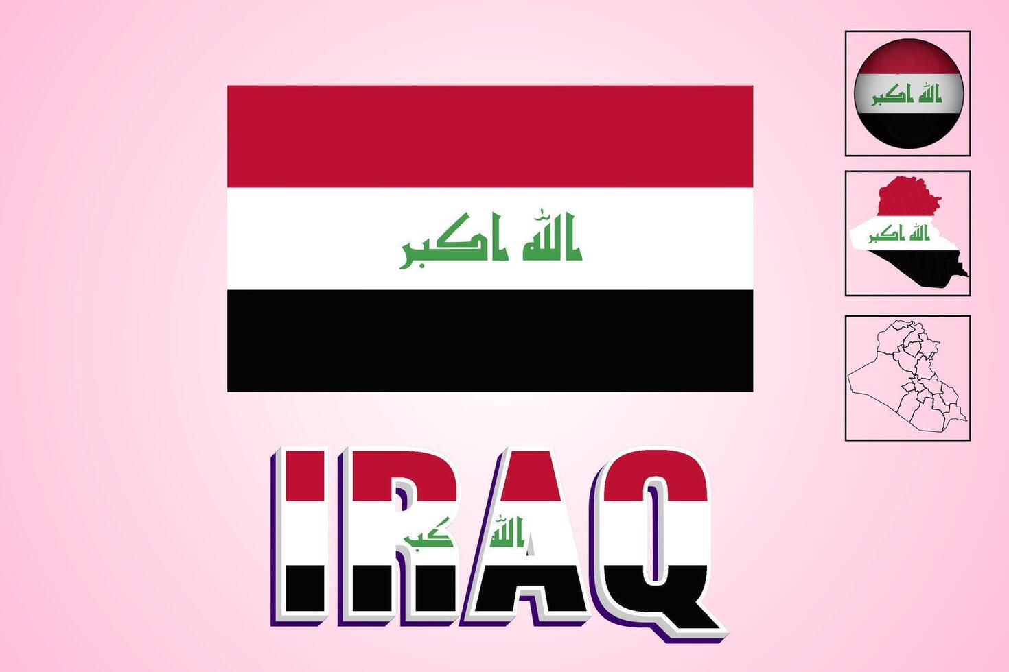 Iraqi flag and map created in vector