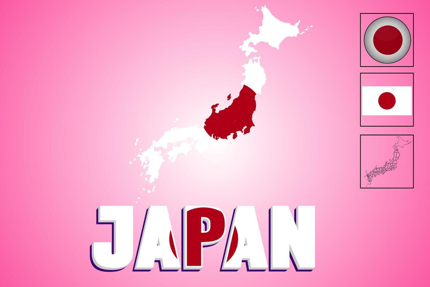 Japan flag vector illustration and map