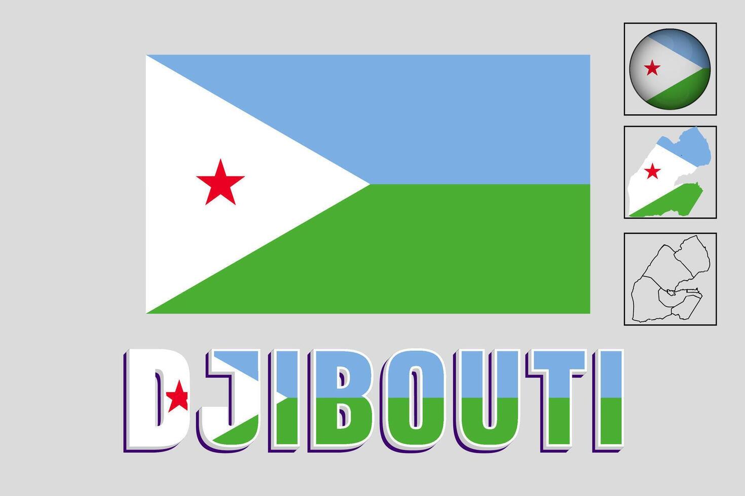 Vector illustration of the Djibouti flag and map