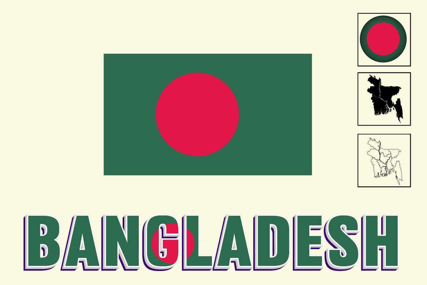 Bangladesh map and Bangladesh flag vector drawing
