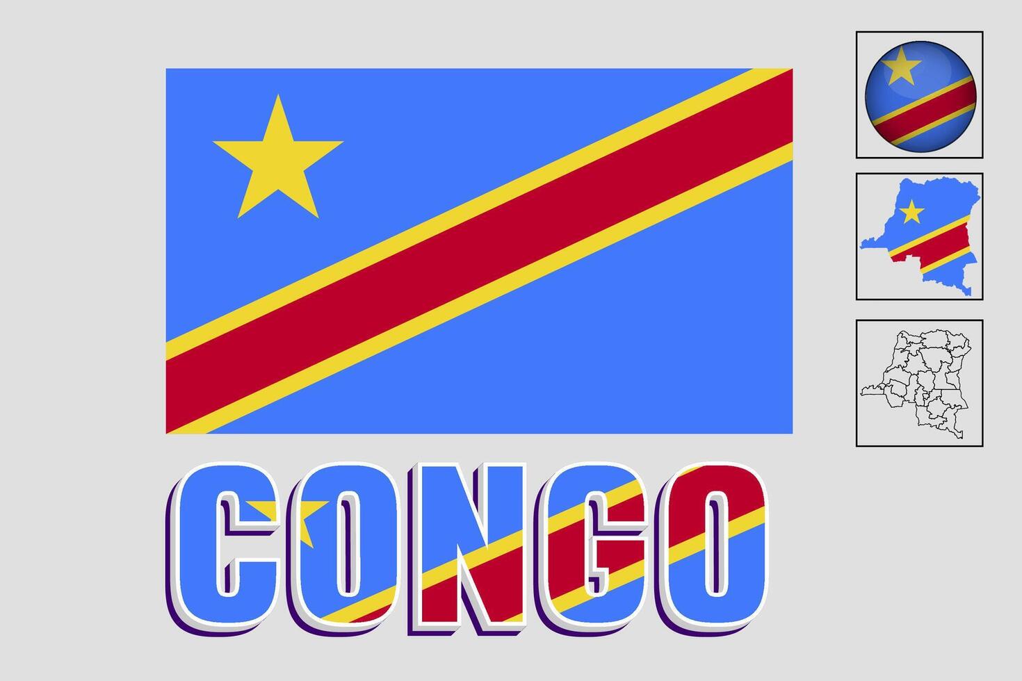 mapa y congo bandera en vector ilustración